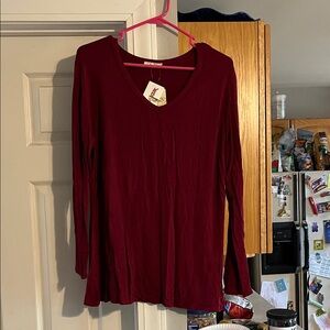 2/$10 Olivia Rae Deep Red Long Sleeve V-Neck Top
